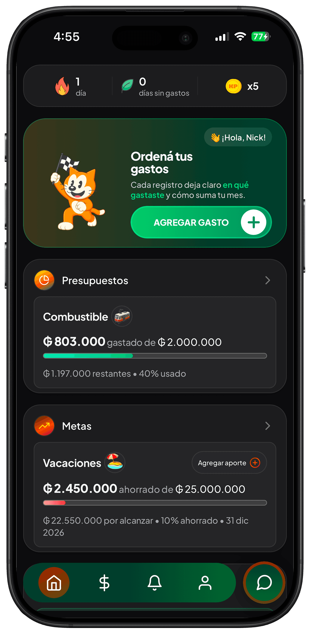 Pantalla principal de KP