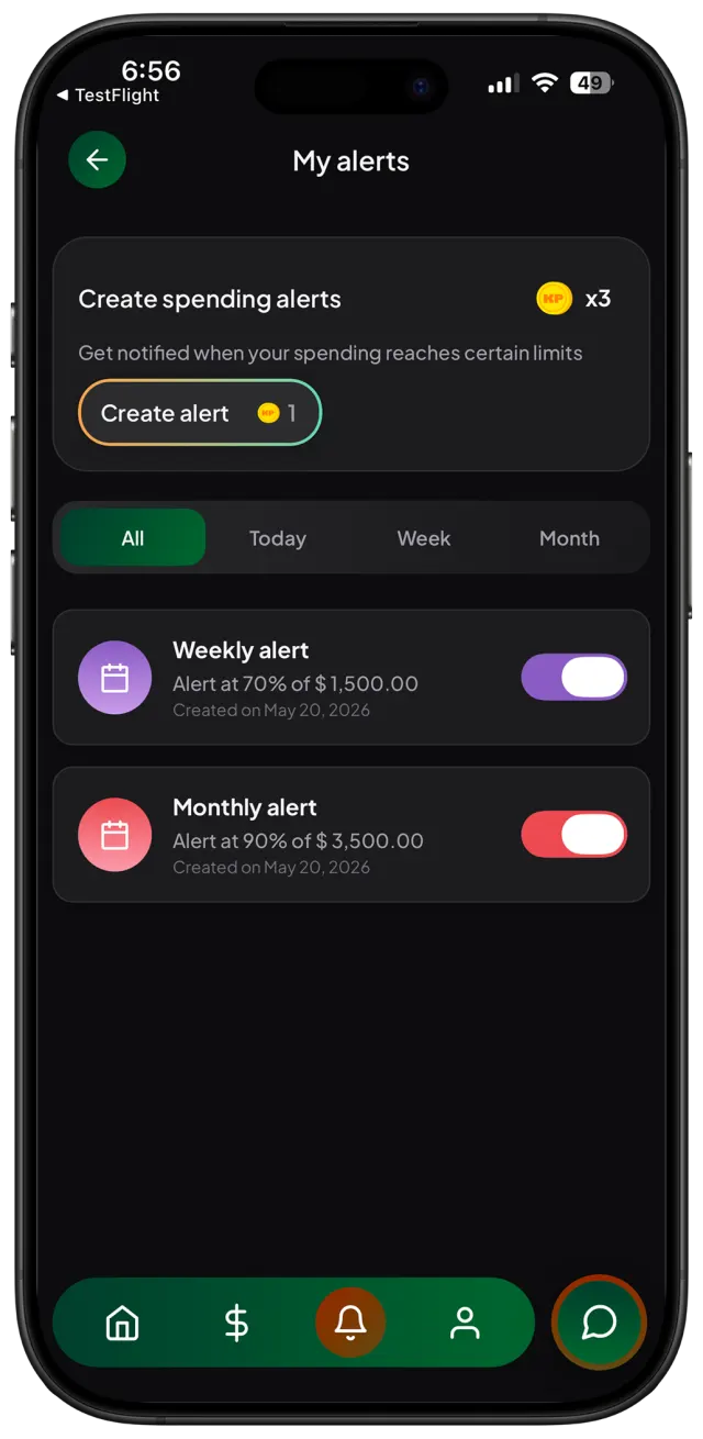 KP alerts screen