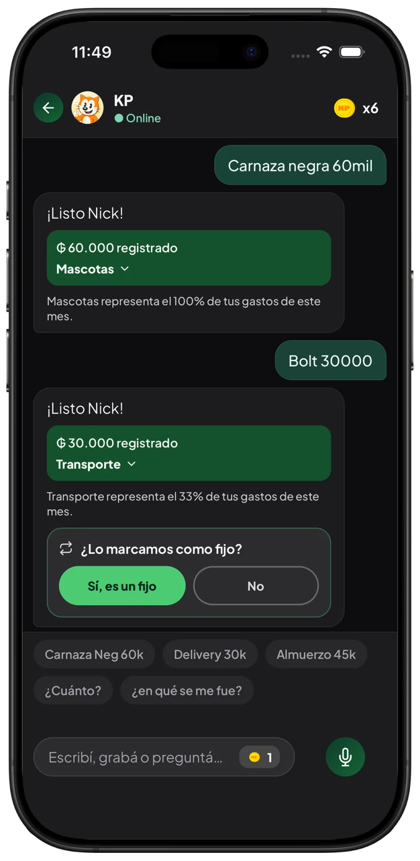 Registro de gastos cotidianos en Paraguay mediante el chat de KP